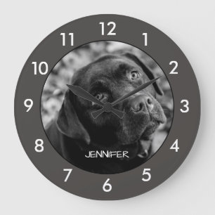 Black Labrador Dog Custom Large Clock