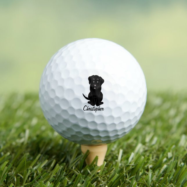Black Labrador Dog Design Golf Balls (Insitu Tee)