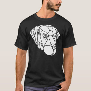Black Labrador Dog Head Mosaic Black And White T-Shirt