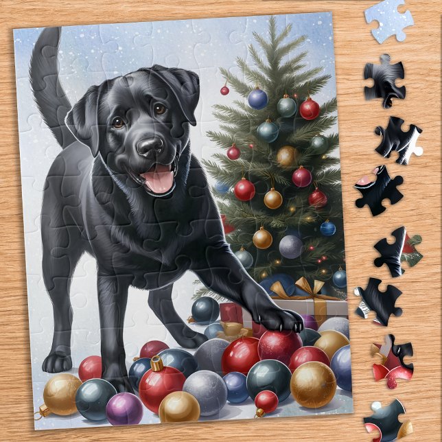 Black Labrador Dog Holiday Tree Christmas  Jigsaw Puzzle (Creator Uploaded)