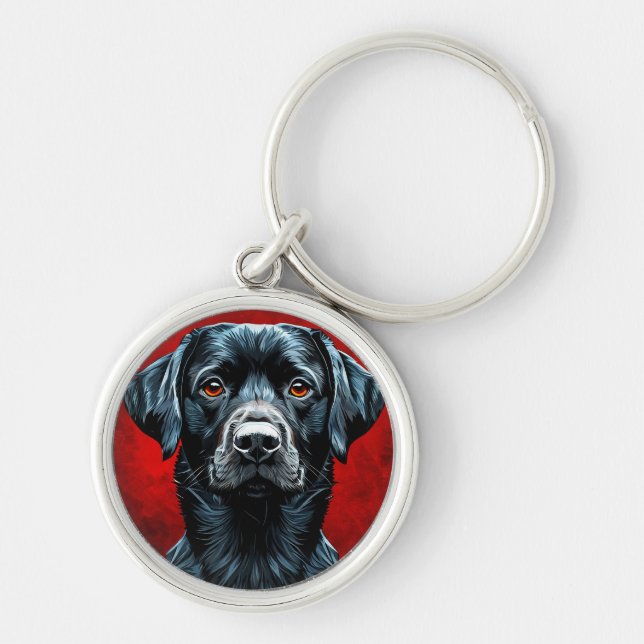 Black labrador dog keychain (Front)