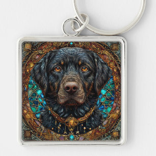 Black labrador dog keychain