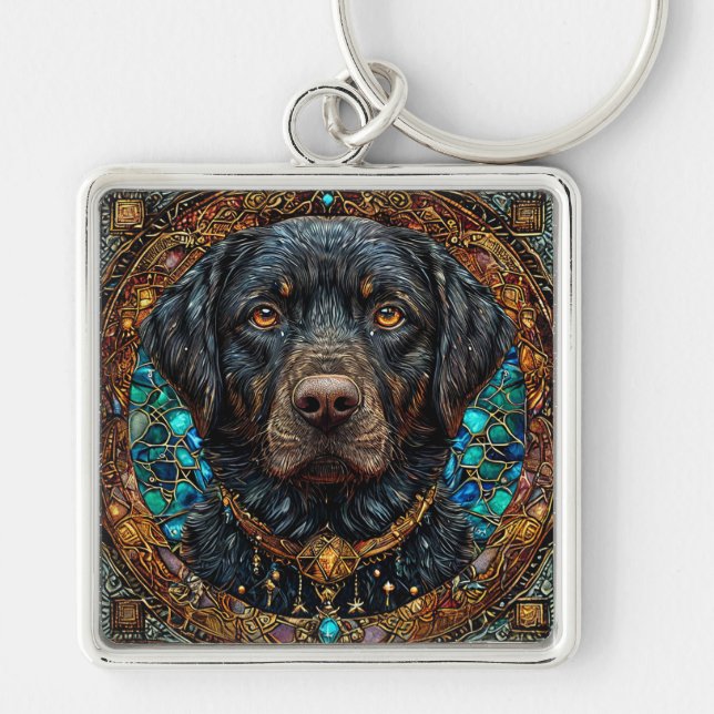 Black labrador dog keychain (Front)