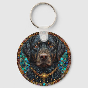 Black labrador dog keychain