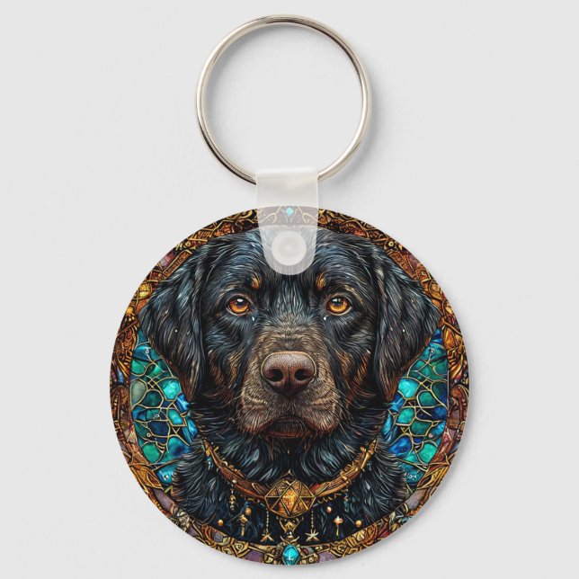 Black labrador dog keychain (Front)