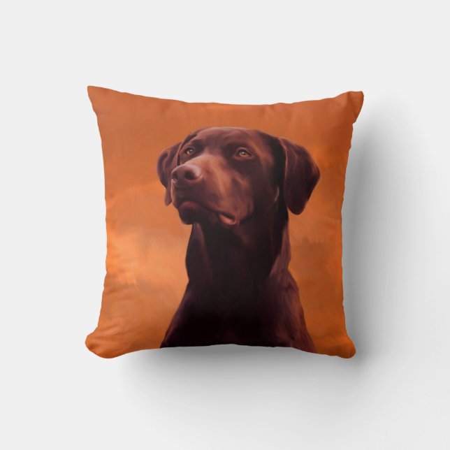 Black Labrador Dog Portrait Throw Pillow (Front)