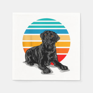 Black Labrador dog sunset vintage retro style blac Napkin