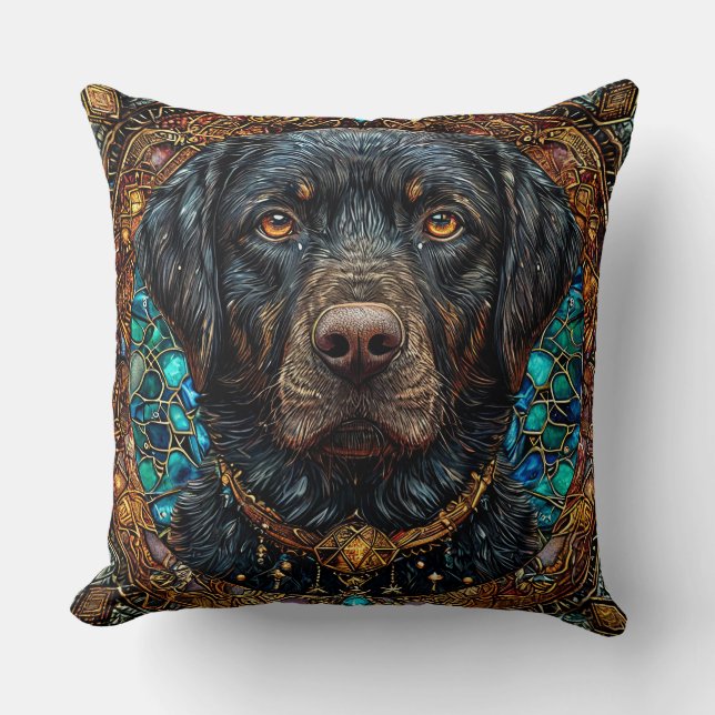 Black labrador dog throw pillow (Front)