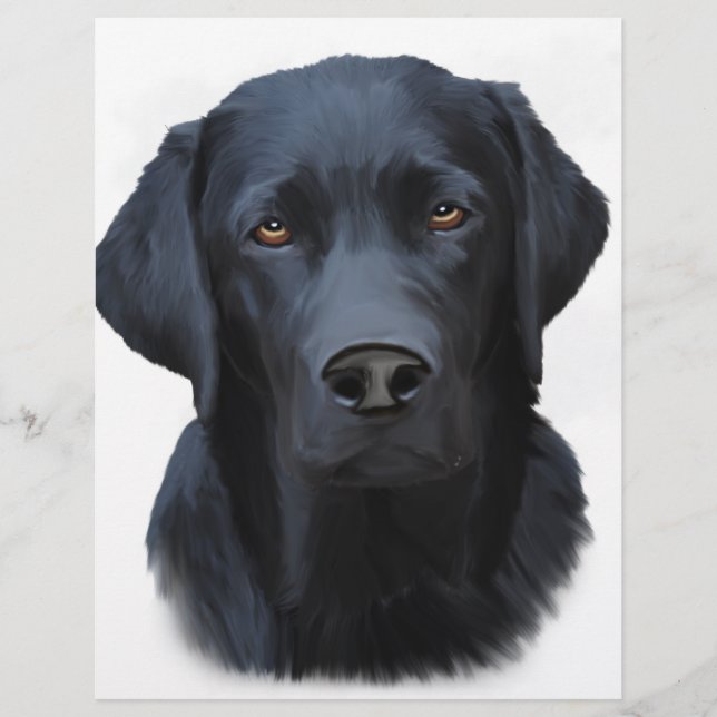 Black Labrador Dog Water Colour Art Painting (Front)