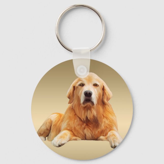 Black Labrador Dog Water Colour Art Painting Keychain (Front)