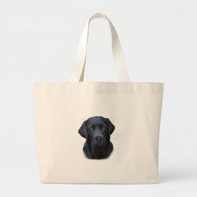 Black Labrador Dog Water Colour Art Painting Large Tote Bag (Front)