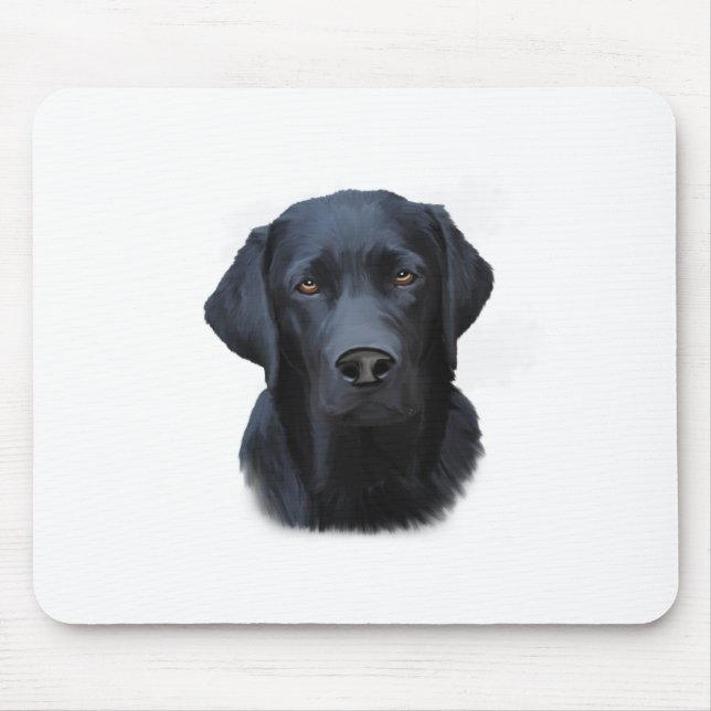 Black Labrador Dog Water Colour Art Painting Mouse Pad (Front)