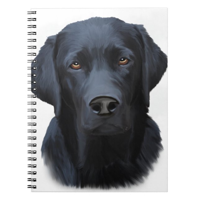 Black Labrador Dog Water Colour Art Painting Notebook (Front)