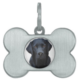 Black Labrador Dog Water Colour Art Painting Pet Name Tag