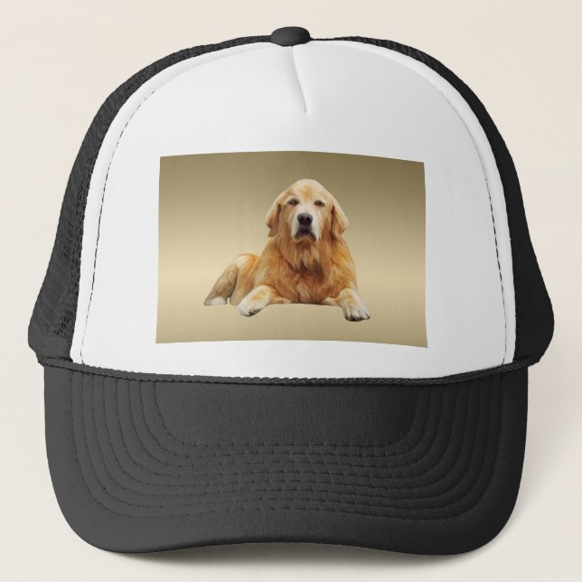 Black Labrador Dog Water Colour Art Painting Trucker Hat (Front)