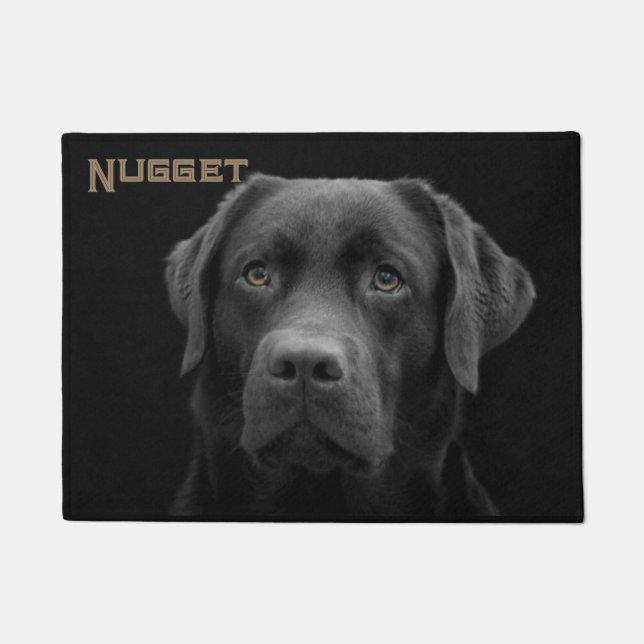 Black Labrador Dog with Name Doormat (Front)