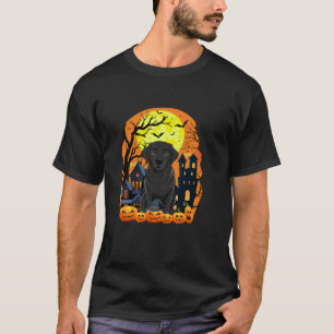 Black Labrador Dog With Pumpkins Funny Scary Hallo T-Shirt