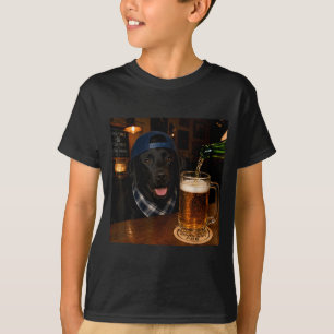 Black Labrador Drinking Beer Funny Dog Meme T-Shirt