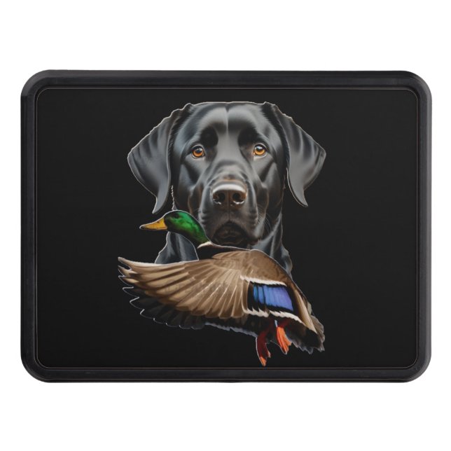 Black Labrador Duck Hunting Trailer Hitch Cover (Front)