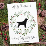 Black Labrador Elegant Dog Merry Christmas Holiday Card<br><div class="desc">Send christmas greetings this holiday season with this elegant Merry Christmas black labrador in a wreath design card, and matching decor . A wonderful gift to all Labrador Lovers. Personalize with family name . This black labrador christmas card will be a favourite among labrador lovers. Visit our collection for matching...</div>