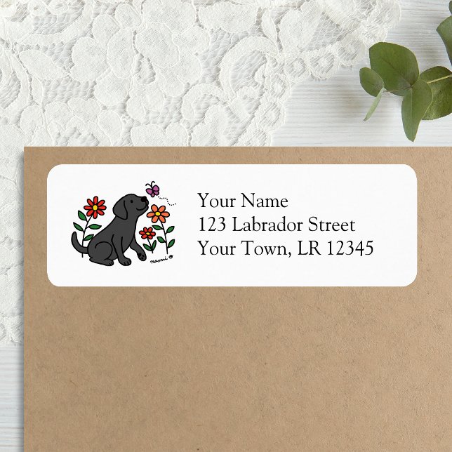 Black Labrador et Green Return Adresse (Black Labrador and Green Return Address Labels for Labrador Owners.  Cute Lab cartoon Design.)