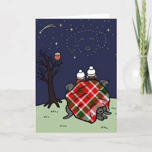 Black Labrador Family and Starry Sky Card
