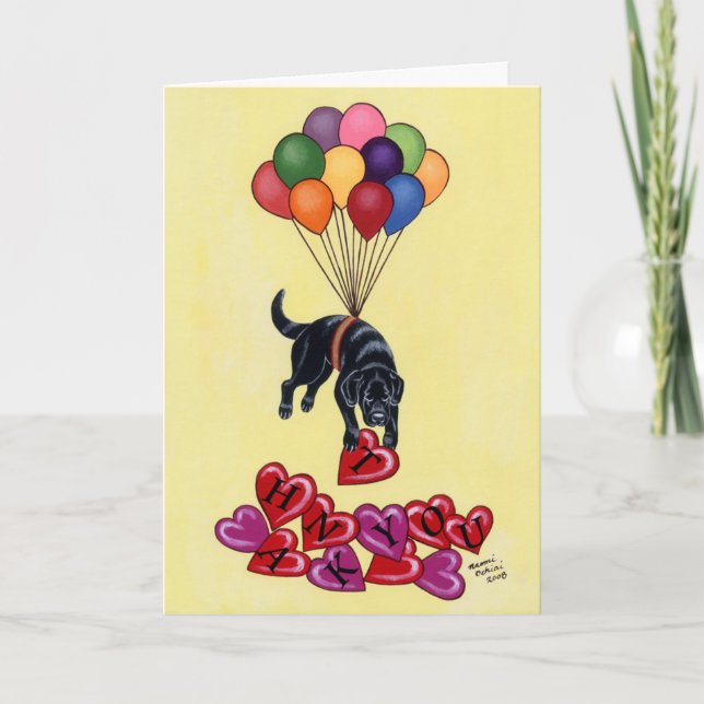 Black Labrador Floating Thank You Card (Front)