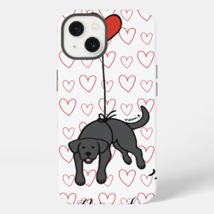 Black Labrador Floral Heart  iPhone 13 Case