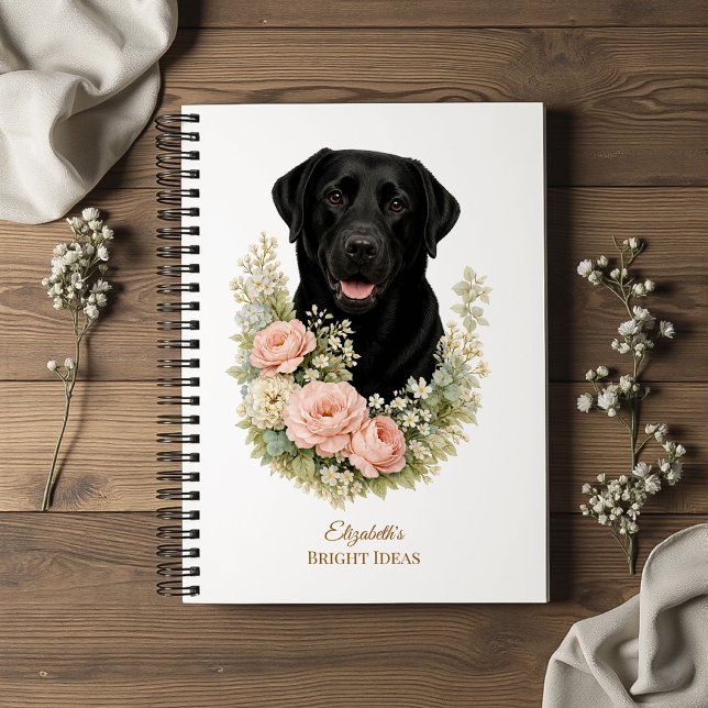 Black Labrador Floral Portrait Notebook (Creator Uploaded)