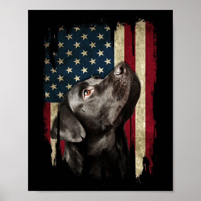 Black Labrador Gift USA Flag Lab Owner Duck Hunter Poster (Front)