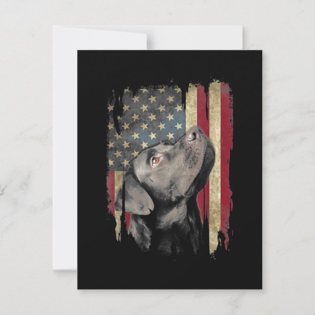 Black Labrador Gift USA Flag Lab Owner Duck Hunter Thank You Card (Front)