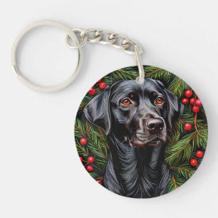 🐾 Black Labrador Glow ❄️ Dog Portrait Pet Lover Keychain