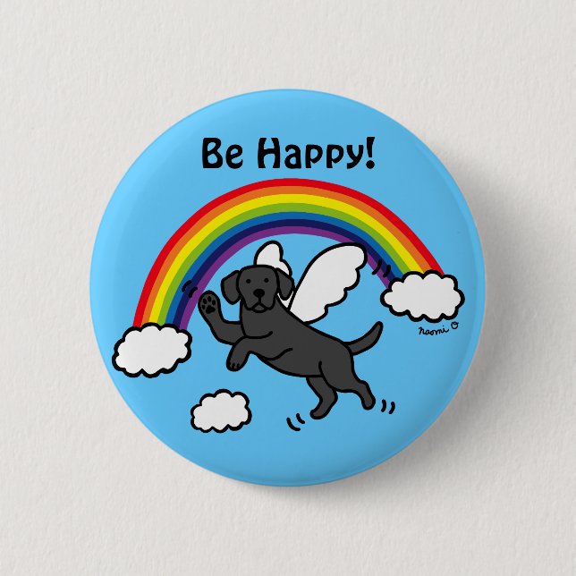 Black Labrador Guardian Angel (Rainbow Bridge) 2 Inch Round Button (Front)