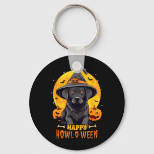 Black Labrador Halloween Dog Howl O Ween Funny Pet Keychain