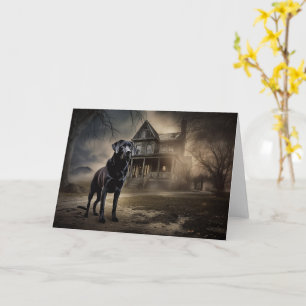 Black Labrador Halloween Scary Card