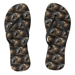 Black Labrador Halloween Scary Flip Flops