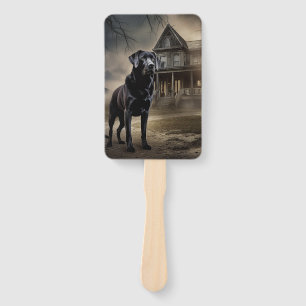 Black Labrador Halloween Scary Hand Fan