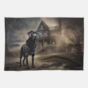 Black Labrador Halloween Scary Kitchen Towel
