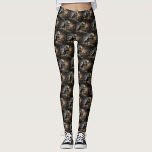 Black Labrador Halloween Scary Leggings