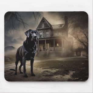Black Labrador Halloween Scary Mouse Pad