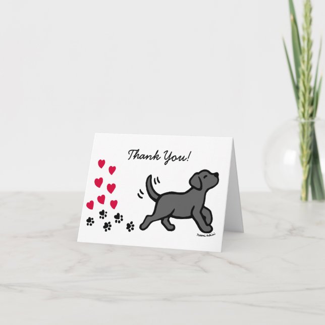 Black Labrador Hearts Carte de remerciements (Devant)