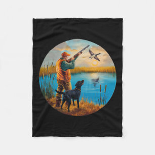 Black Labrador Hunting Lab. Hunting Goose Waterfow Fleece Blanket