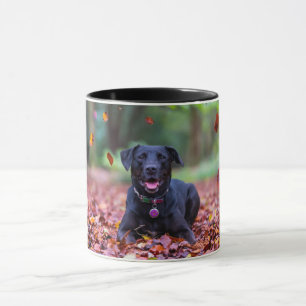 Black Labrador In Fall Leaves Mug