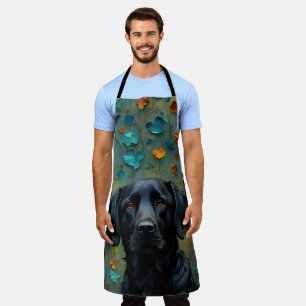 Black Labrador in Leaves Apron