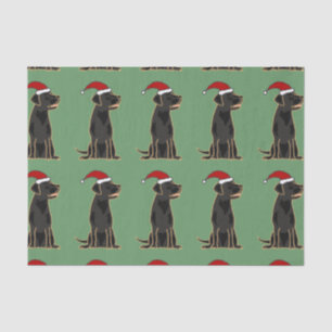 Black Labrador in Santa Hat Christmas Tissue Paper