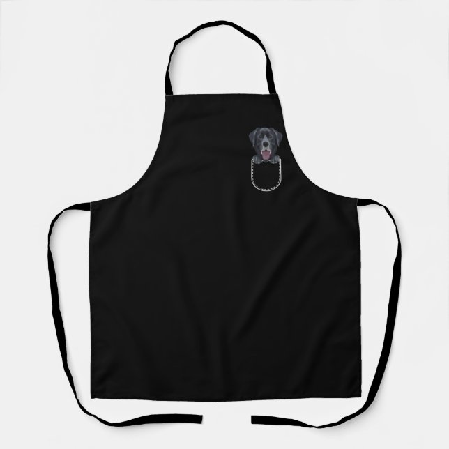 Black Labrador In The Breast Pocket Apron (Front)