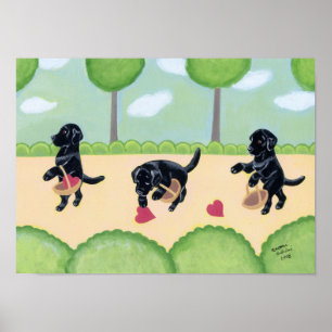 Black Labrador in the Forest Artwork Poster