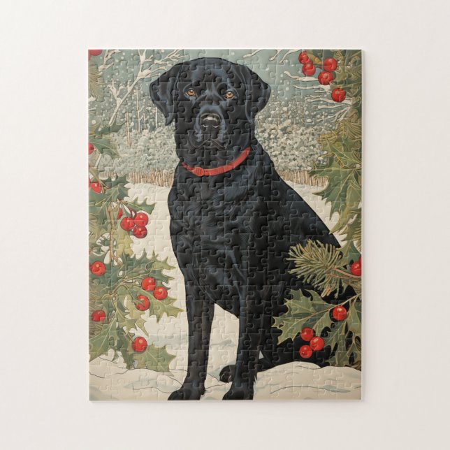 Black Labrador in Winter Jigsaw Puzzle (Vertical)