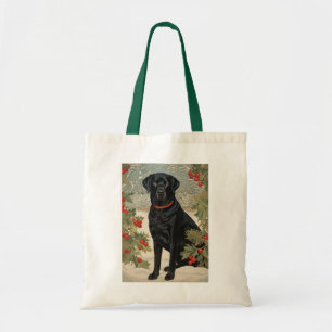 Black Labrador in Winter Tote Bag