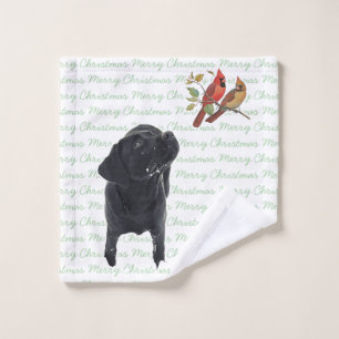 Black Labrador Joyeux Noël Cardinaux mignons Chien